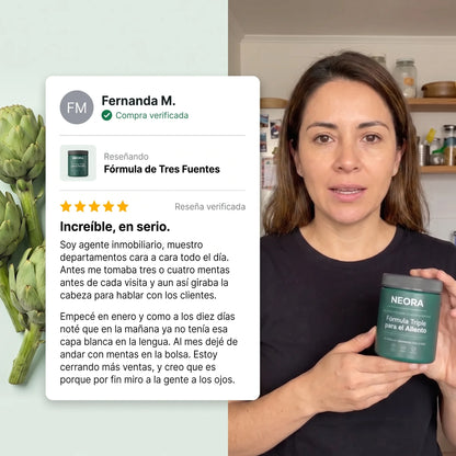 Fórmula para el aliento de tres fuentes (intestino · boca · hígado)